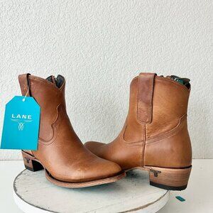 Lane PLAIN JANE Womens Cowboy Bootie 8.5 Brown Western Cowgirl Short Ankle Boots